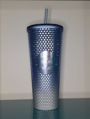 Retired HTF Starbucks Blue to Silver Iridescent Studded Tumbler